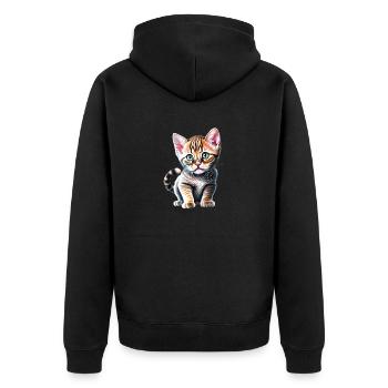 Chat, Propriétaire de chat, Chaton, Animal de compagnie, Chat domestique - Veste à capuche bio Premium Unisexe - noir - Dos - Nico (187cm)