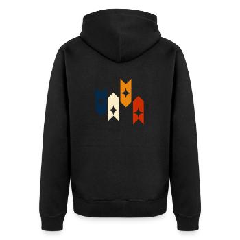 Vintage Retro Star - Stern Geschenkidee - Unisex Premium Bio Zip Hoodie - Schwarz - Hinten - Nico (187cm)