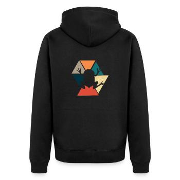 Vintage Retro Frosch Geschenkidee Frosch - Unisex Premium Bio Zip Hoodie - Schwarz - Hinten - Nico (187cm)