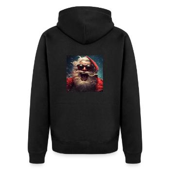 Crazy Santa Claus - Unisex Premium Organic Zip Hoodie - black - Back - Nico (187cm)
