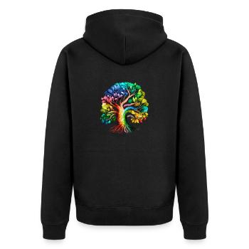 Lebensbaum Baum des Lebens Yoga Meditation - Unisex Premium Bio Zip Hoodie - Schwarz - Hinten - Nico (187cm)