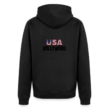 États-Unis Hollywood - Veste à capuche bio Premium Unisexe - noir - Dos - Nico (187cm)