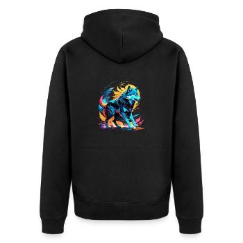 Wolf in Color - Unisex Premium Organic Zip Hoodie - black - Back - Nico (187cm)