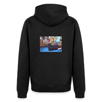 Ankunft des Heiligen Nikolaus - Unisex Premium Bio Zip Hoodie - Schwarz - Hinten - Nico (187cm)