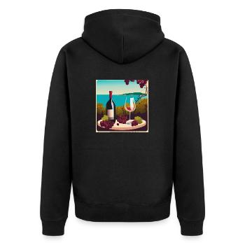 Wein / Rotwein / Weißwein - Unisex Premium Bio Zip Hoodie - Schwarz - Hinten - Nico (187cm)
