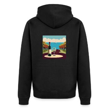 Wein / Rotwein / Weißwein - Unisex Premium Bio Zip Hoodie - Schwarz - Hinten - Nico (187cm)
