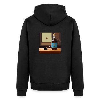 Whisky / Scotch / Bar - Unisex Premium Bio Zip Hoodie - Schwarz - Hinten - Nico (187cm)