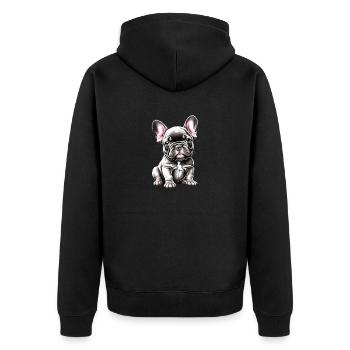 Französische Bulldogge Hundehalter Hund Hunde - Unisex Premium Bio Zip Hoodie - Schwarz - Hinten - Nico (187cm)