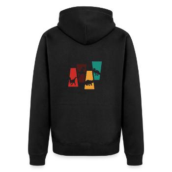 Vintage Retro Dinosaurier - Dinosaurier Geschenkidee - Unisex Premium Bio Zip Hoodie - Schwarz - Hinten - Nico (187cm)
