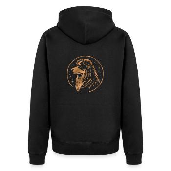 Dream Dog Aussie Copper - Unisex Premium Organic Zip Hoodie - black - Back - Nico (187cm)