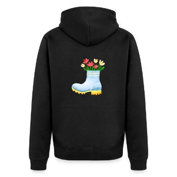 Blume Hobbygärtner Gärtner Geschenk Blumen Garten - Unisex Premium Bio Zip Hoodie - Schwarz - Hinten - Nico (187cm)