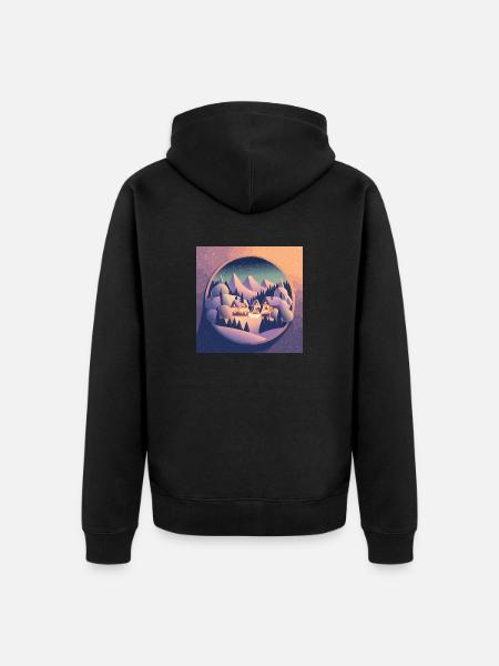Village in snow globe - Unisex Premium Organic Zip Hoodie - black
