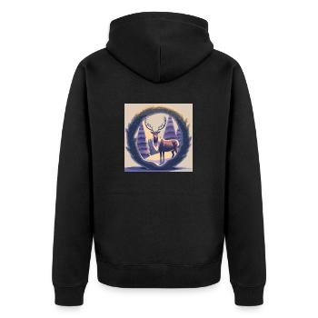 Rentier Kranz - Unisex Premium Bio Zip Hoodie - Schwarz - Hinten - Nico (187cm)