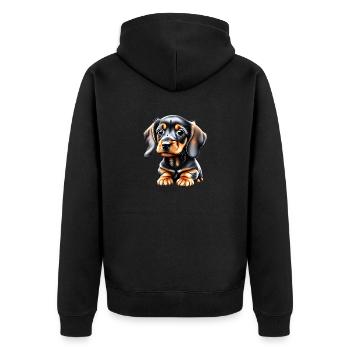 Teckel Chien Teckel Chiot Chien Propriétaire Chiens - Veste à capuche bio Premium Unisexe - noir - Dos - Nico (187cm)