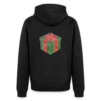 "Gift", Boho Line Art Design, Series "Xmas" - Unisex Premium Organic Zip Hoodie - black - Back - Nico (187cm)