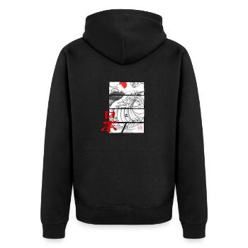 Japan Wave - Unisex Premium Organic Zip Hoodie - black - Back - Nico (187cm)