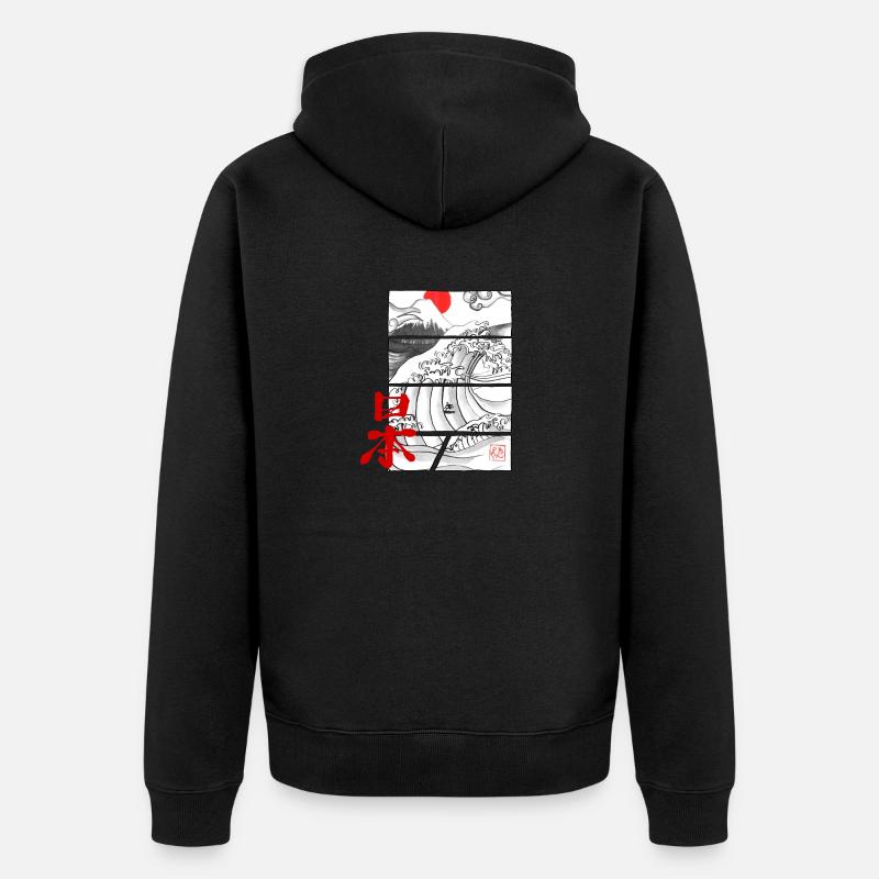 japan wave - Veste à capuche bio Premium Unisexe - noir