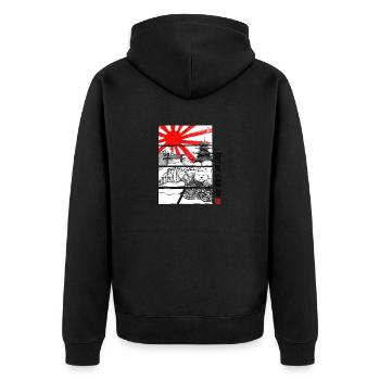 MoMoneko - Unisex Premium Organic Zip Hoodie - black - Back - Nico (187cm)