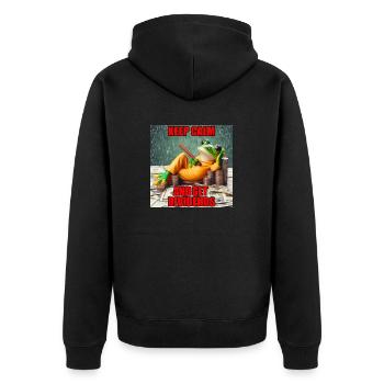 DividendenFrosch KEEP CALM AND GET DIVIDENDS - Unisex Premium Organic Zip Hoodie - black - Back - Nico (187cm)