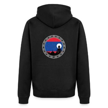 Laos Laote Laoten Flagge Tempel Lao I Geschenk - Unisex Premium Bio Zip Hoodie - Schwarz - Hinten - Nico (187cm)