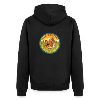 Freies Campen ist kein Verbrechen - Unisex Premium Bio Zip Hoodie - Schwarz - Hinten - Nico (187cm)