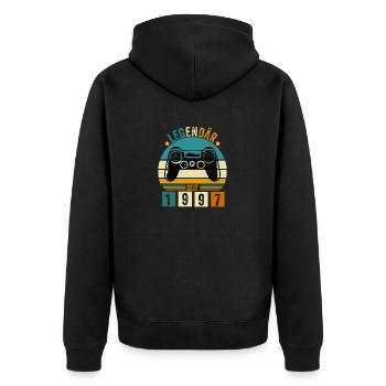 legendär seit 1997 konsole gamer 1997 - Unisex Premium Bio Zip Hoodie - Schwarz - Hinten - Nico (187cm)
