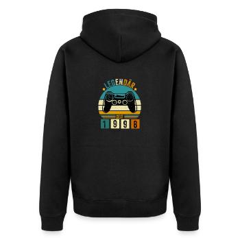 legendär seit 1998 konsole gamer 1998 - Unisex Premium Bio Zip Hoodie - Schwarz - Hinten - Nico (187cm)