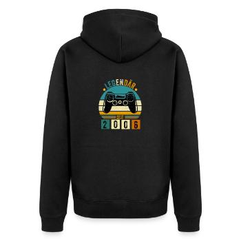 legendär seit 2006 konsole gamer 2006 - Unisex Premium Bio Zip Hoodie - Schwarz - Hinten - Nico (187cm)
