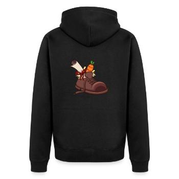 Schuh-Einstellung - Unisex Premium Bio Zip Hoodie - Schwarz - Hinten - Nico (187cm)