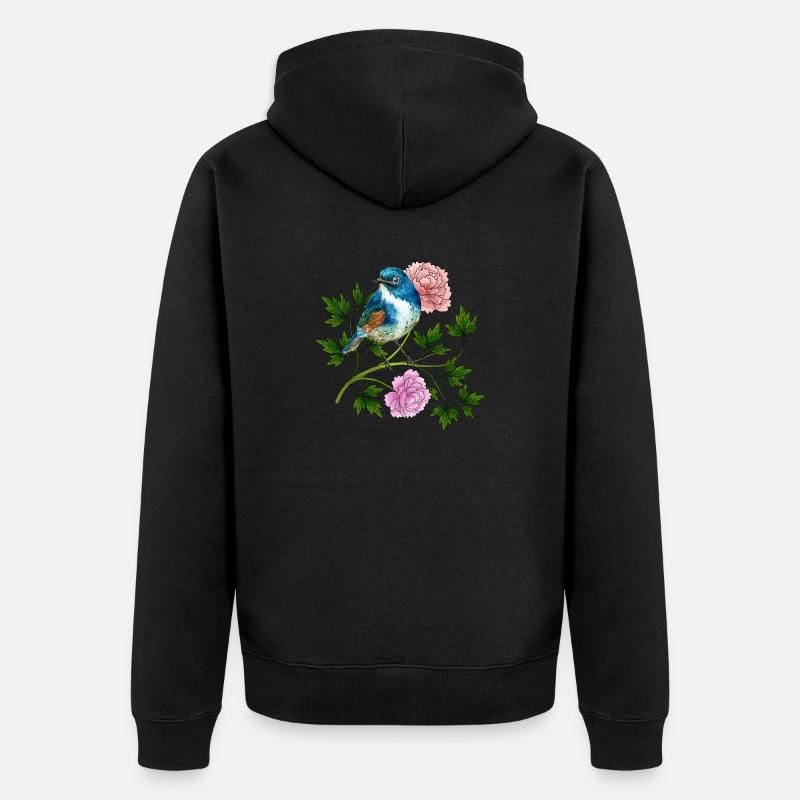 Bunter Vogel - Unisex Premium Bio Zip Hoodie - Schwarz