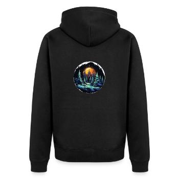 round christmas night - Unisex Premium Bio Zip Hoodie - Schwarz - Hinten - Nico (187cm)