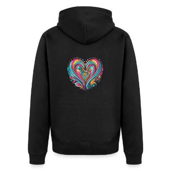 Buntes Retro-Pop-Herz - Unisex Premium Bio Zip Hoodie - Schwarz - Hinten - Nico (187cm)