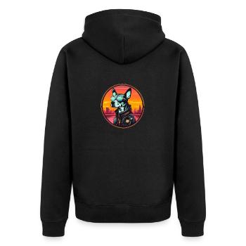 Cyberpunk Dog on the background of the setting sun - Unisex Premium Organic Zip Hoodie - black - Back - Nico (187cm)