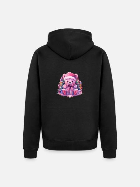 rosa teddy 4 - Unisex Premium Bio Zip Hoodie - Schwarz