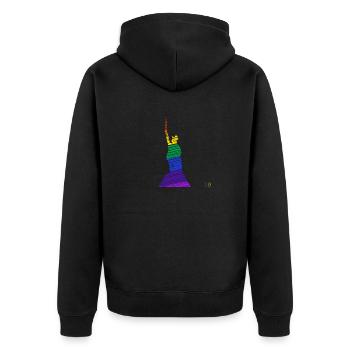 Hermann's Monument Rainbow - Unisex Premium Organic Zip Hoodie - black - Back - Nico (187cm)