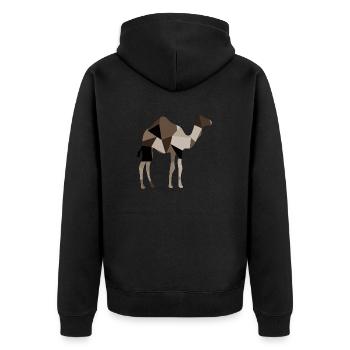Kamel - Unisex Premium Bio Zip Hoodie - Schwarz - Hinten - Nico (187cm)