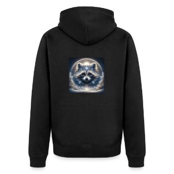 Racoon in Frost - Unisex Premium Bio Zip Hoodie - Schwarz - Hinten - Nico (187cm)