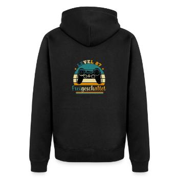 Level 27 Freigeschaltete Geschenkidee 27 Jahre - Unisex Premium Bio Zip Hoodie - Schwarz - Hinten - Nico (187cm)