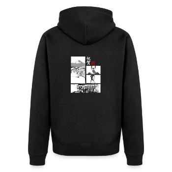 Omedeto manga for black - Unisex Premium Organic Zip Hoodie - black - Back - Nico (187cm)