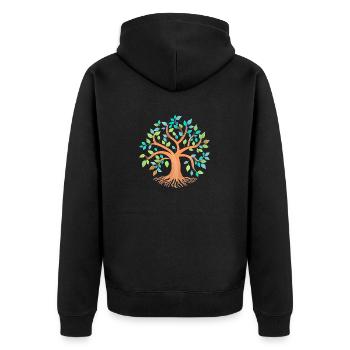 Tree of Life Meditation Celtic Tree of Life - Unisex Premium Organic Zip Hoodie - black - Back - Nico (187cm)