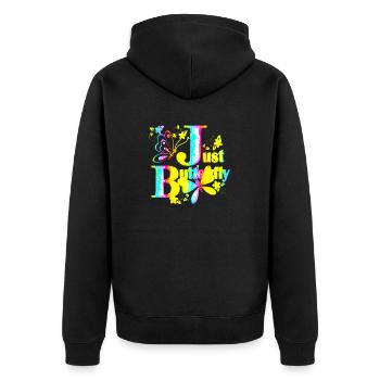 Bunte Schmetterlingsblumen Bunte Insektentraum - Unisex Premium Bio Zip Hoodie - Schwarz - Hinten - Nico (187cm)