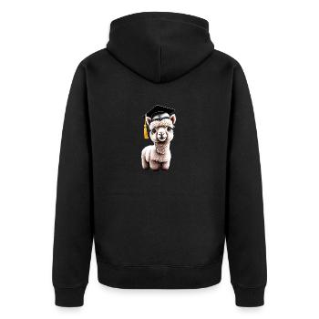 Bachelor Alpaca School Graduation Graduate - Unisex Premium Organic Zip Hoodie - black - Back - Nico (187cm)