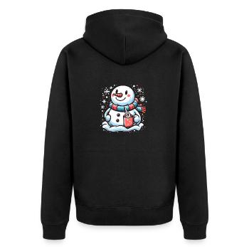 Cute Snowman with Hot Cocoa Mug - Winter Apparel - Unisex Premium Organic Zip Hoodie - black - Back - Nico (187cm)