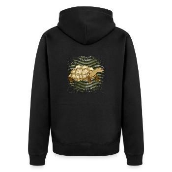 Schildkröte - Unisex Premium Bio Zip Hoodie - Schwarz - Hinten - Nico (187cm)