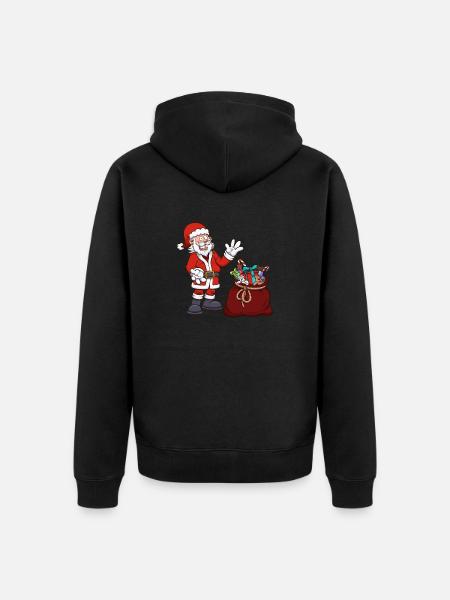 Weihnachtsmann mit Geschenktüte - Unisex Premium Bio Zip Hoodie - Schwarz
