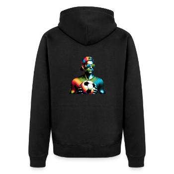 Un gars de football cool prêt pour le jour du match - Veste à capuche bio Premium Unisexe - noir - Dos - Nico (187cm)