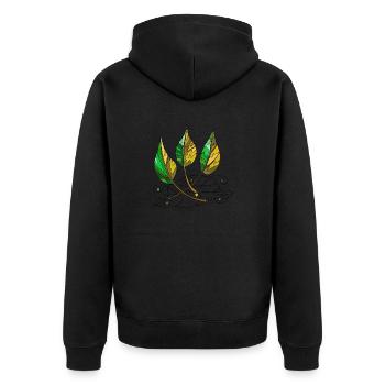 leaves - Unisex Premium Organic Zip Hoodie - black - Back - Nico (187cm)