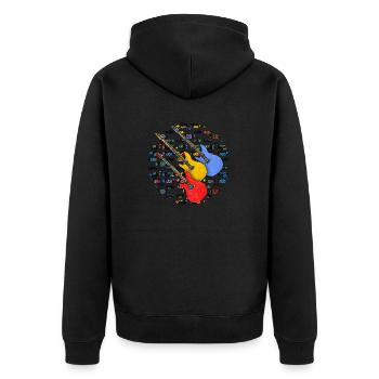 Gitarren - Unisex Premium Bio Zip Hoodie - Schwarz - Hinten - Nico (187cm)