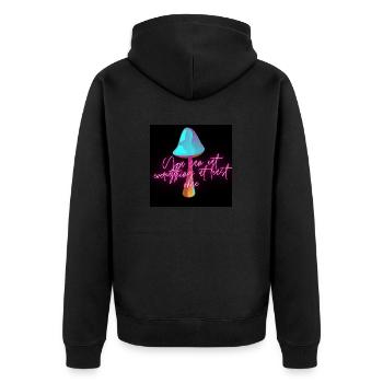 Mushroom - Unisex Premium Bio Zip Hoodie - Schwarz - Hinten - Nico (187cm)