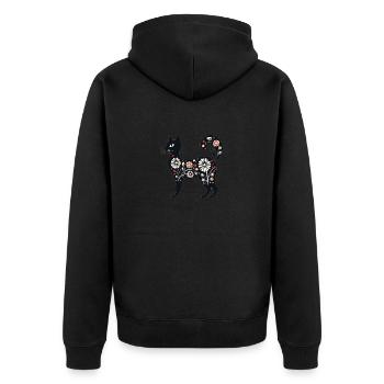 Cat Katze - Unisex Premium Bio Zip Hoodie - Schwarz - Hinten - Nico (187cm)